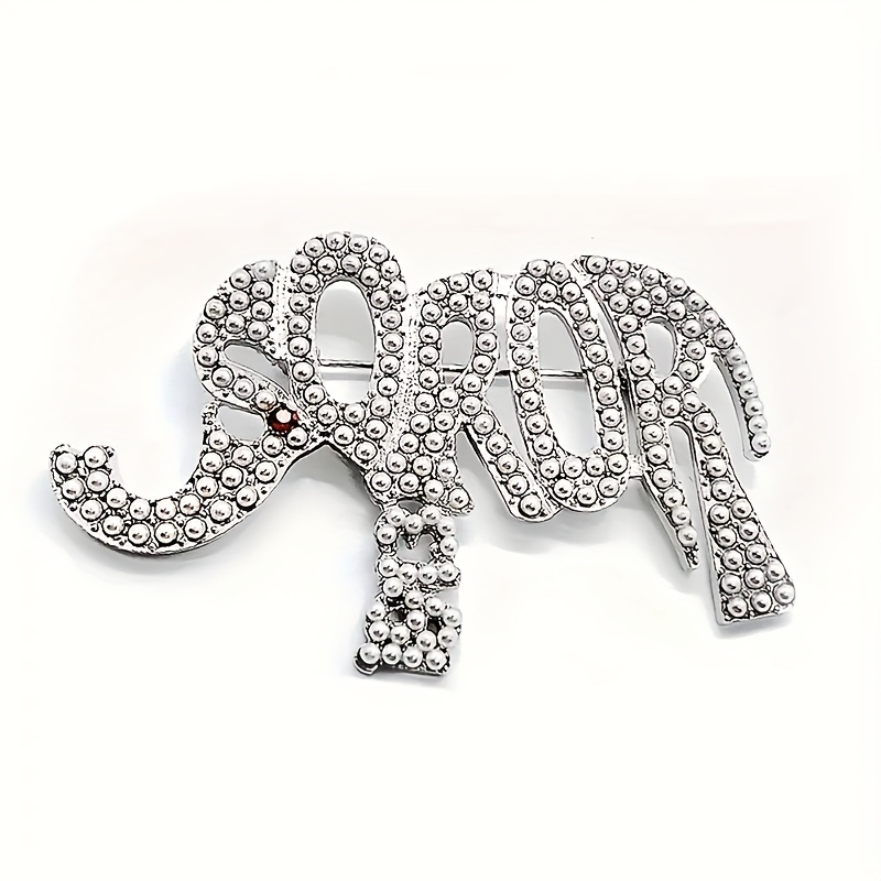 TEMU 1pc Alloy Exquisite Shiny Elephant And Letter Brooch, Jewelry Gift, Fashionable Women's Accessories