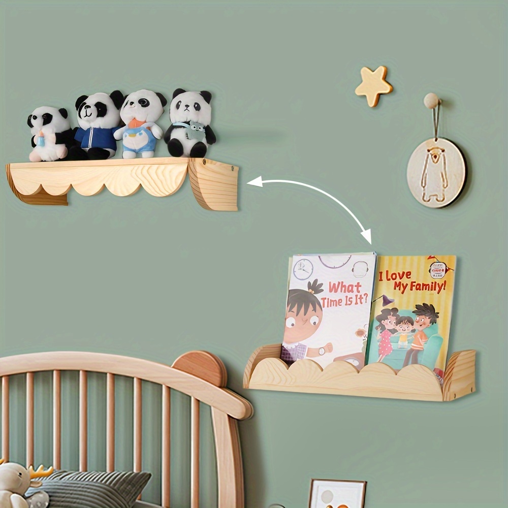 1pc wooden floating nursery book shelves bathroom shelves picture ledge shelf for wall decor and storage   books toys photo frames and nursery d cor details 0