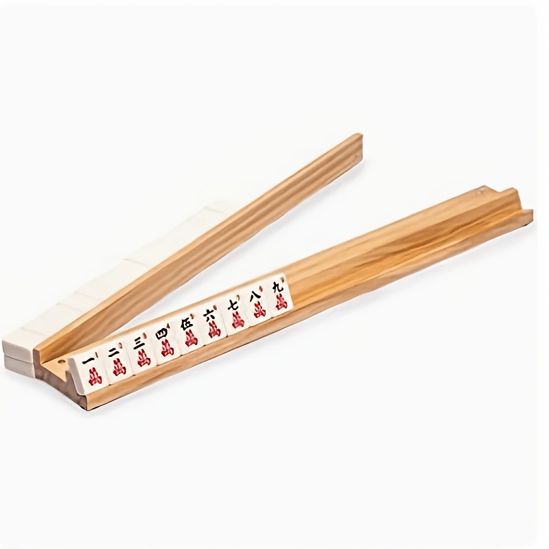 TEMU Solid Wood Mahjong Tile Rack, Foldable V-shaped Mahjong Ruler, Portable Mini Mahjong Tile Holder, Home Hand-made Mahjong Tile Rack And Hand Tile