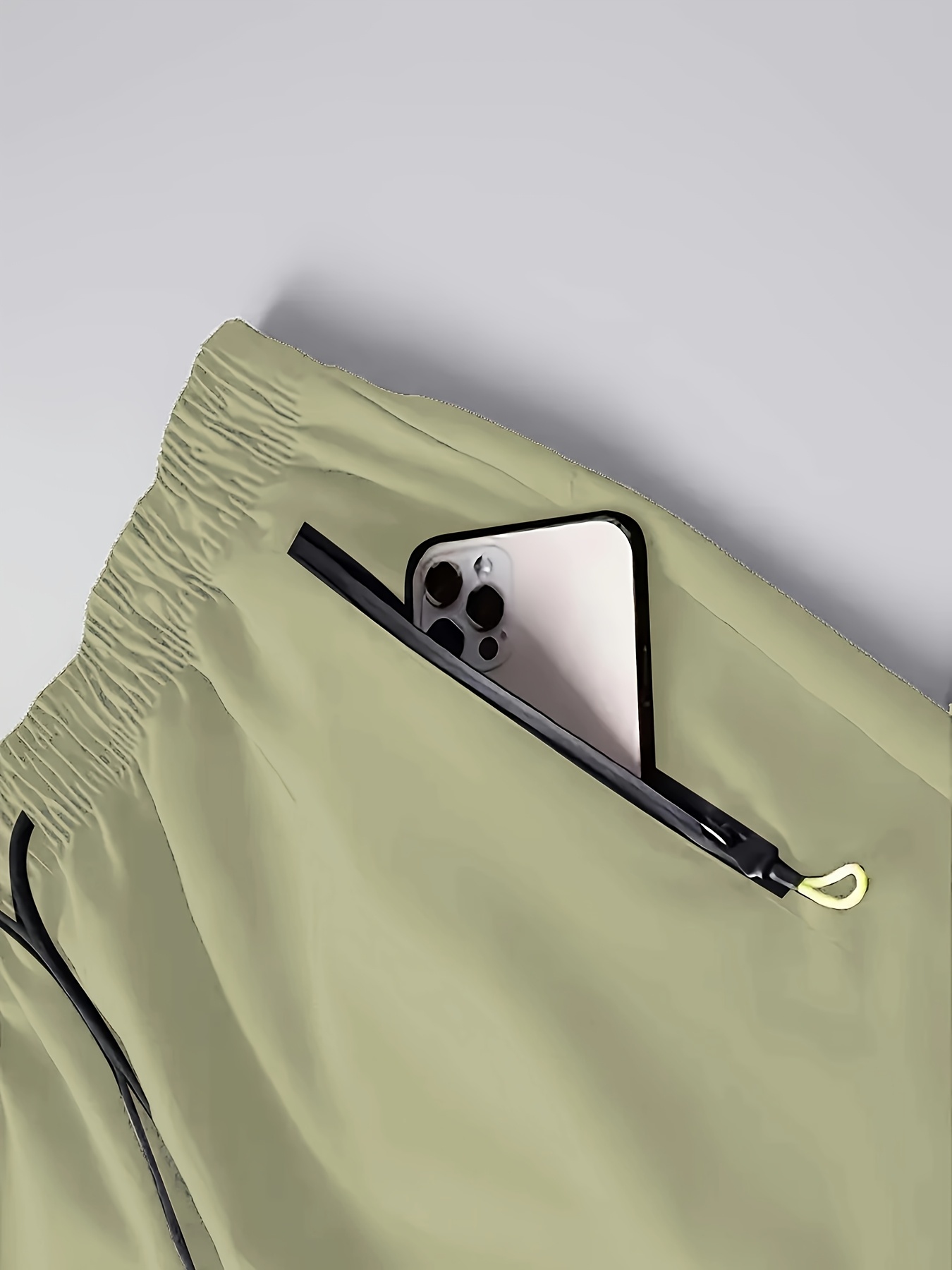 Men's Solid Quick Drying Shorts, Casual Slightly Stretch Elastic Waist Drawstring Shorts For Summer Gym Workout Training