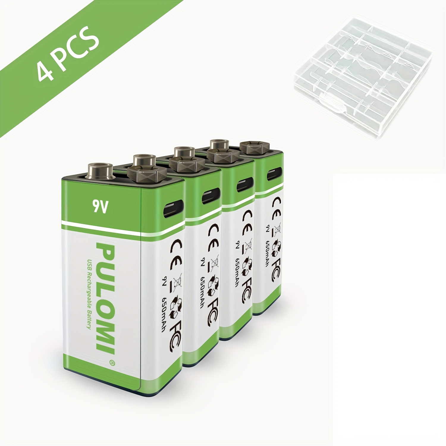 TEMU 4pcs 9v Battery 9v Batteries, 9v Lithium Rechargeable Battery, High Capacity 9v 650mah 5920mwh Rechargeable Lithium Battery, 1.5 Hours Fast