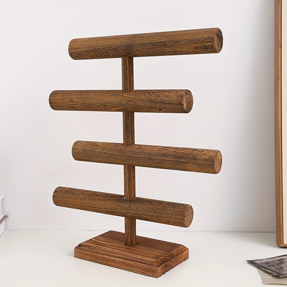 Image of Wooden Jewelry Stand, 1pc 4-tier Wooden Display Rack, Solid Wood Accessory Organizer Box, Elegant Showcase Display Stand, Suitable For Jewelry, Bracelets, And Watches