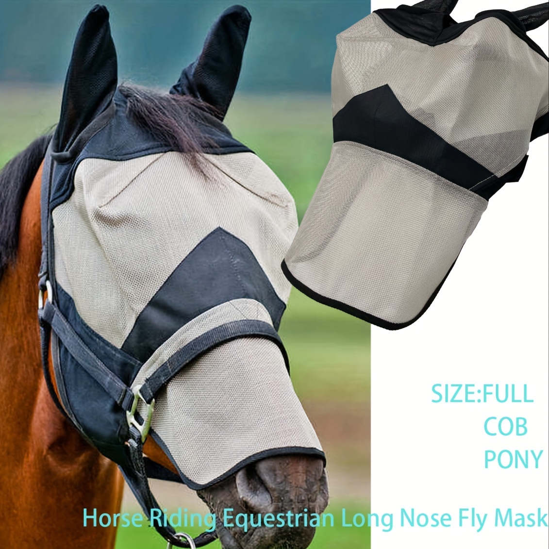 

Joxar Equestrian Long Nose Fly Mask For Horses, Pvc Breathable Mesh Protection With Adjustable Straps - Fly Repellent Horse Mask