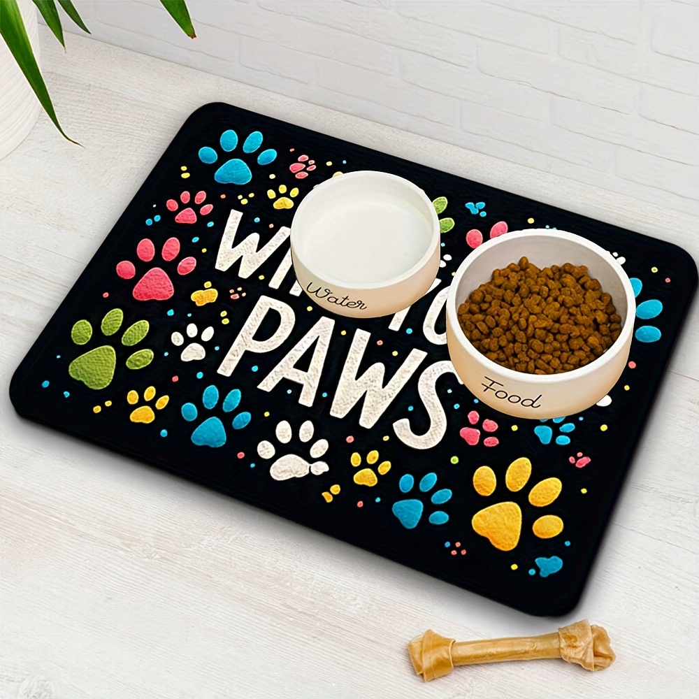 TEMU 1pc Huaji "wipe Your Paws" Dog Mat - Washable, Absorbent, Non-slip Pet Feeding Mat With Colorful , Ideal For Doorway Or Indoor Use, Polyester