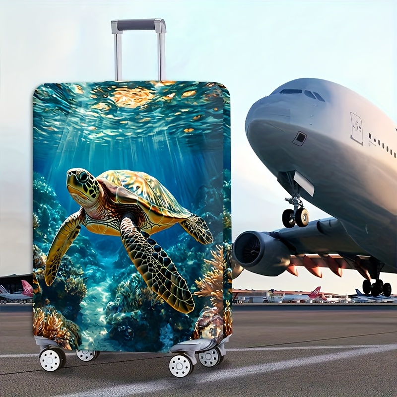 TEMU Travel Essential Item Turtle Patterned Suitcase Cover, Trolley Luggage High-quality Protective Cover, Practical And Lightweight Dust Cover For