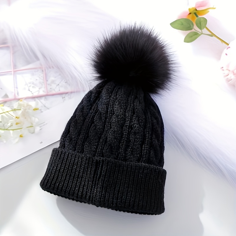 

Children's Knitted Hat, Solid Color Beanie Winter Warm Breathable Comfortable Knitted Hat