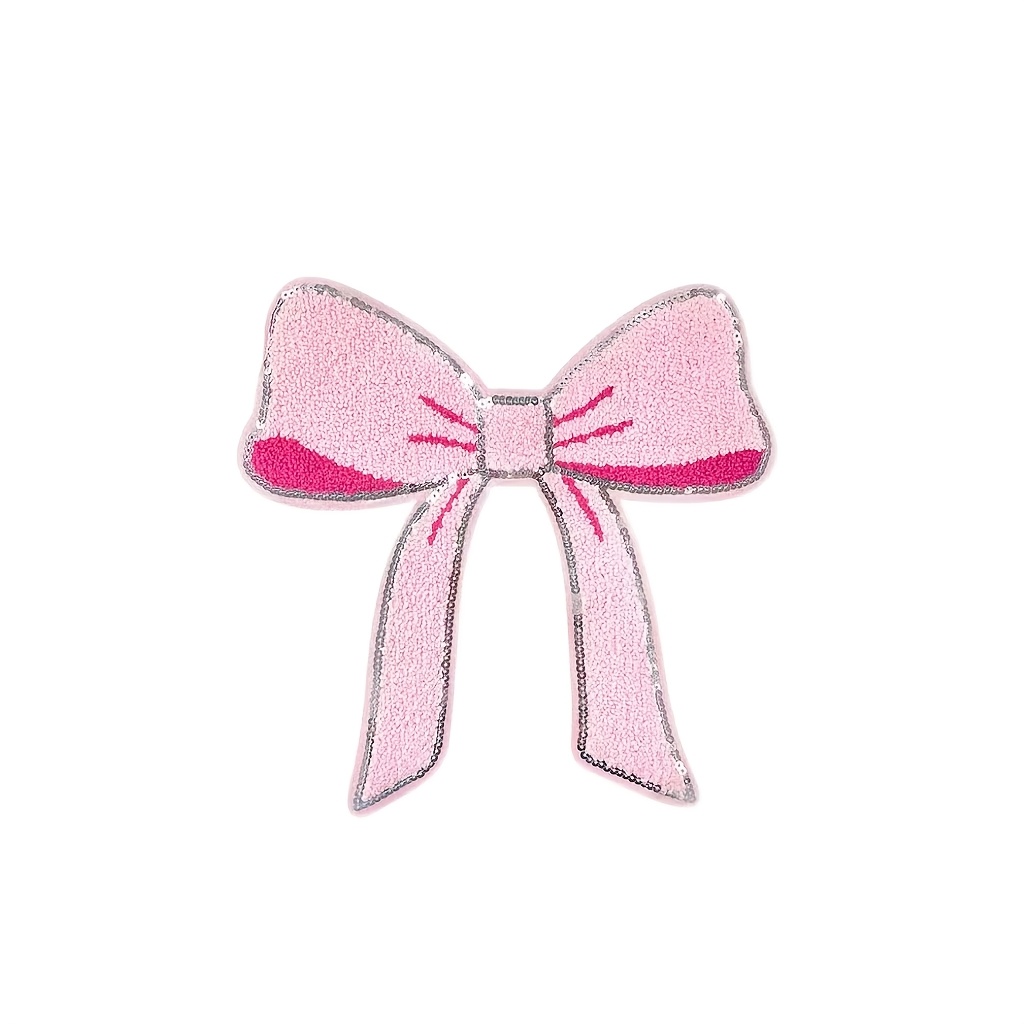 

1pc Pink Oversized Bow Iron-on Patch | Cartoon-style Embroidered Applique For Diy Crafts, Hats, Jackets, Clothes & Backpacks | Polyester, Sew-on Repair Badge - Perfect Gift For Girls