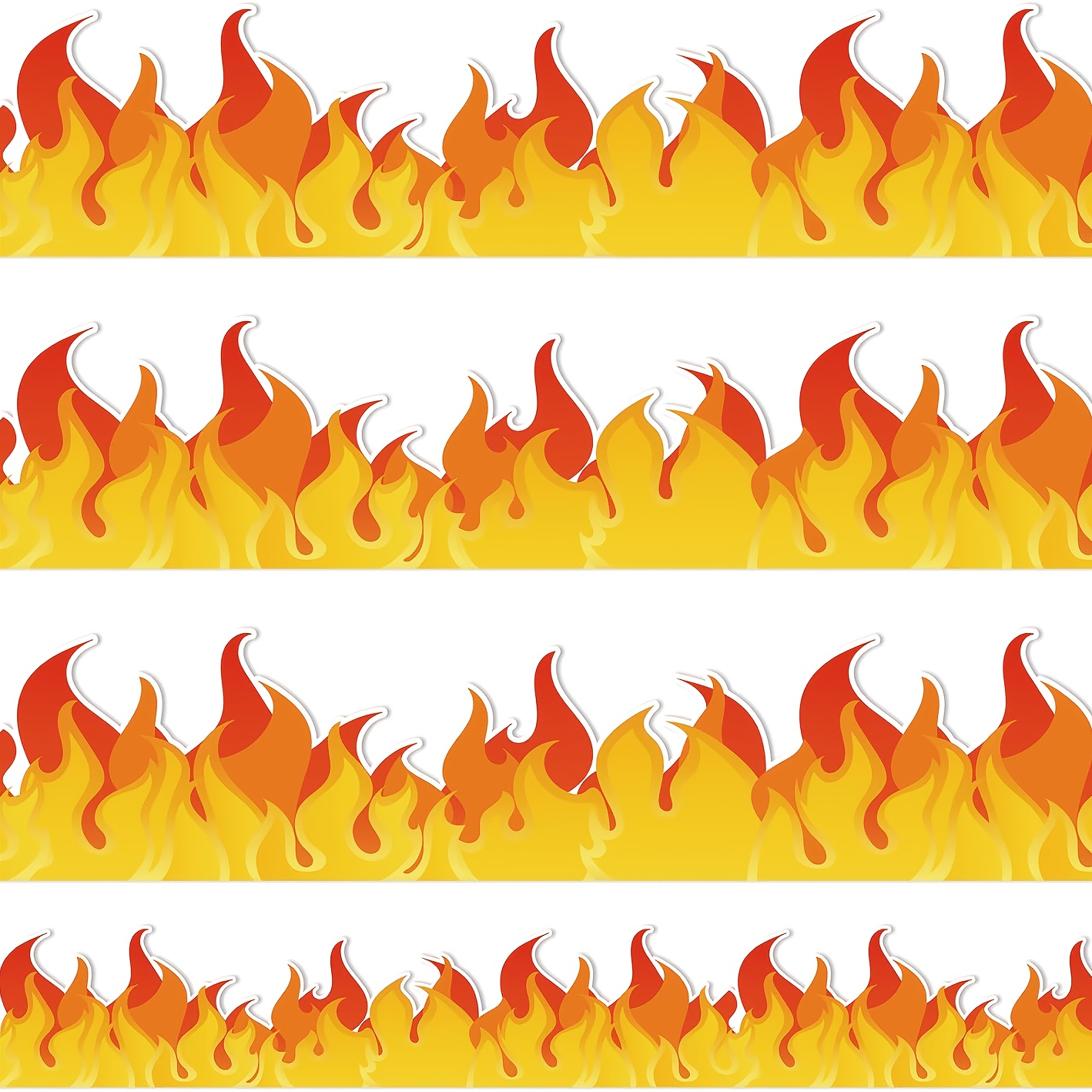 TEMU Bordures de d'affichage sur le thème du feu en rouleau de 8,2 pieds (2,5 m) avec flammes rouges et oranges et bords festonnés - Découpées à