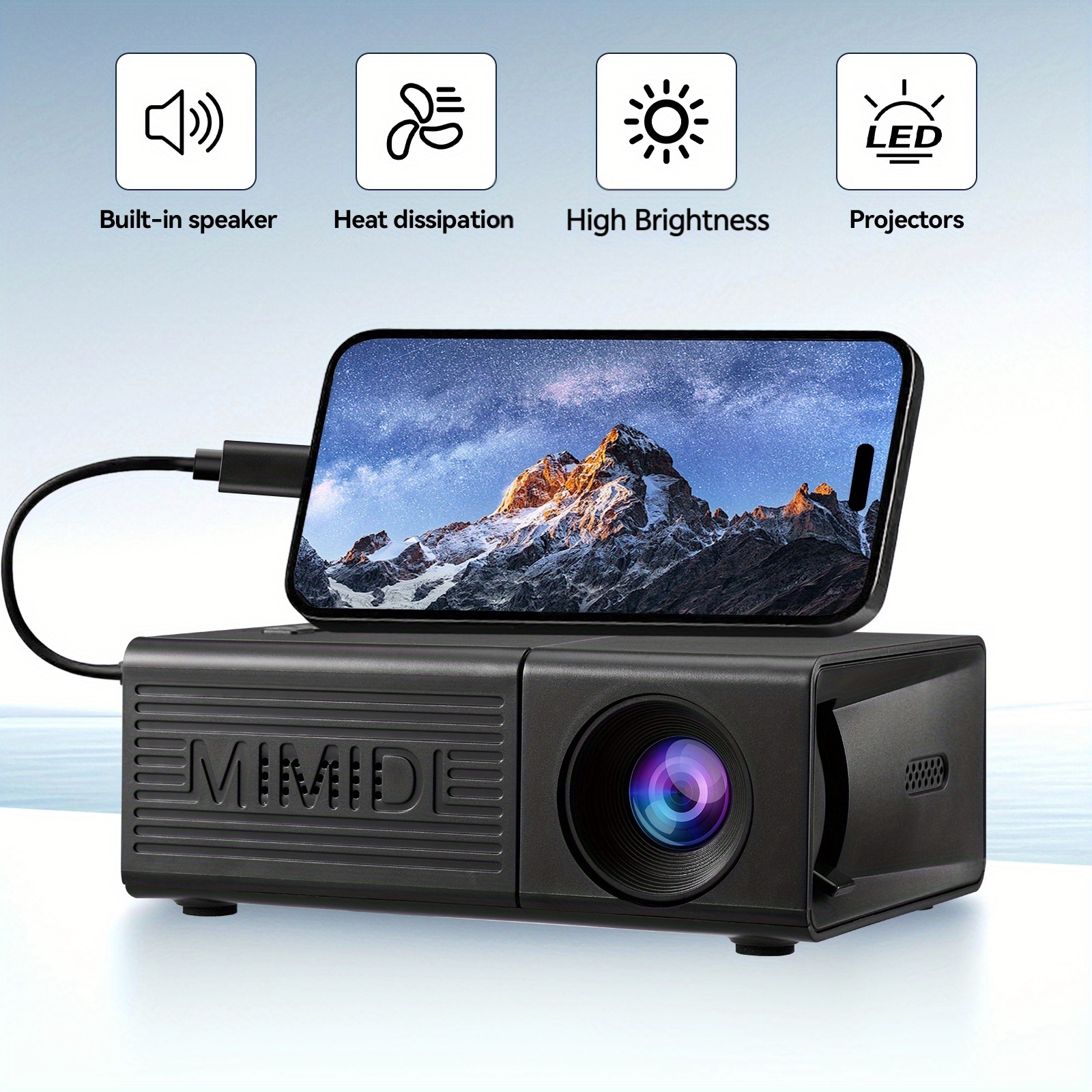 TEMU Latest Projector, True 1080p Resolution, Usb Connectivity, Works With Phones, Tablets, Laptops, Streaming Devices, And Usb Storage, Tabletop