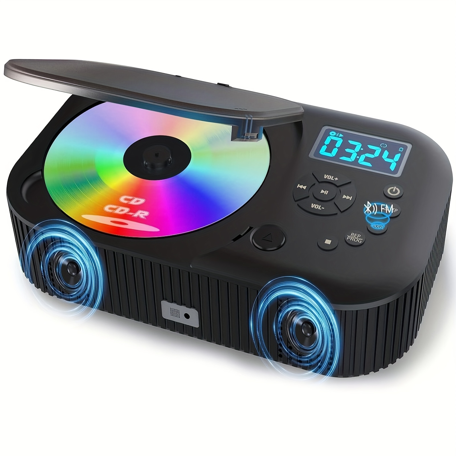 TEMU Portable Cd Player, Monodeal Dual Stereo Speakers Portable Cd Player Featuring Built-in Speakers, 4000mah Rechargeable Battery For Use In Or At