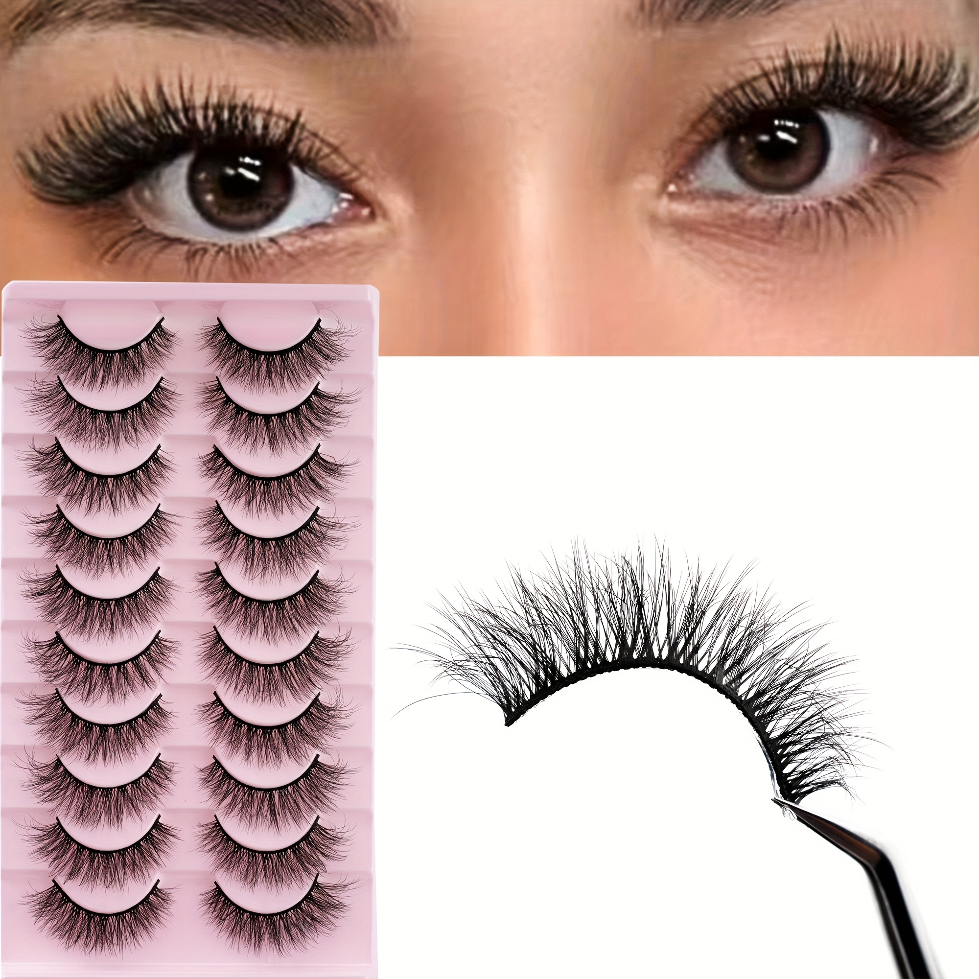 

False Eyelashes Fluffy Eyelashes Eyelashes Fluffy 3d Volume Eyelashes Japanese Asian Cosplay Eyelashes Suitable For Dating, , , , , Reusable, Suitable For Beginners