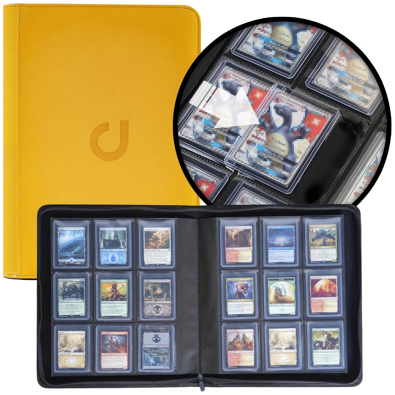 Card Binder Toploader Binder Holds 288 Cards - 9 Pocket Trading Card Album  For MTG, Sports Cards, Waterproof PU Leather Pokemon Binder
