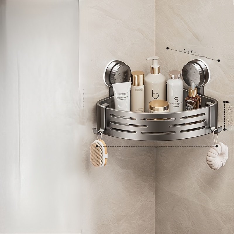 TEMU Suction Cup Shower Caddy, No Drill Bathroom Organizer With Strong Suction Cups, Rust-proof Triangle Corner Shelf For Shampoo, Conditioner, Soap,