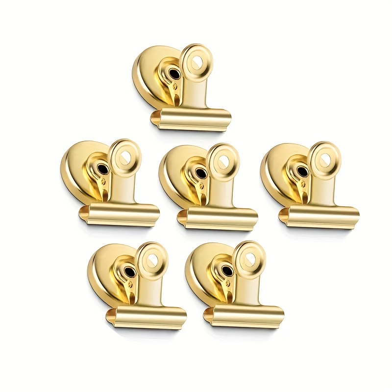Image of 6-pack Fridge Magnets Refrigerator Magnets Magnetic Clips Heavy Duty Detailed List Display Paper Fasteners For Home And Office And Teaching (golden, 6)