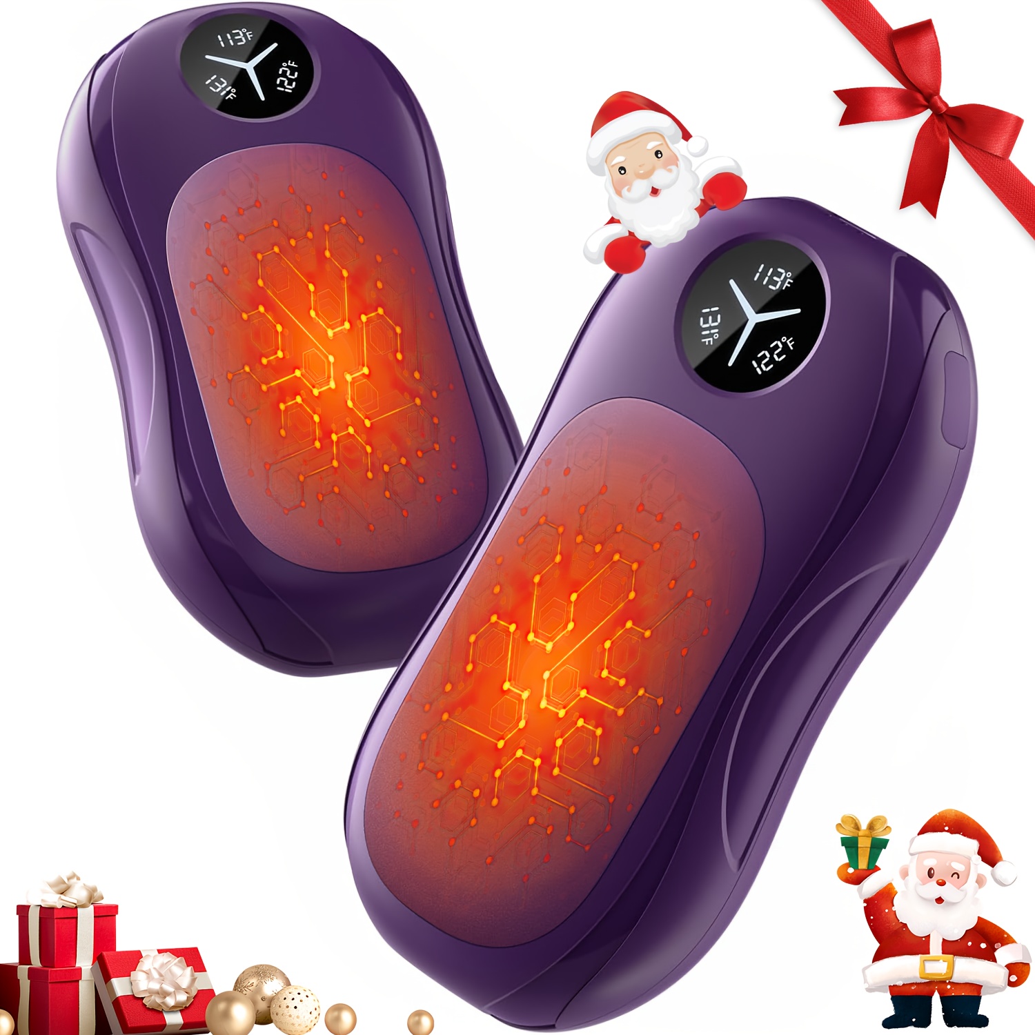 TEMU Rechargeable Hand Warmer 2pcs Set: Portable Electric Heater 2-in-1 Magnetic Reusable Heater With Temperature Display, Pocket Gift For Men And Women Outdoor Camping Golf Hunting Gift
