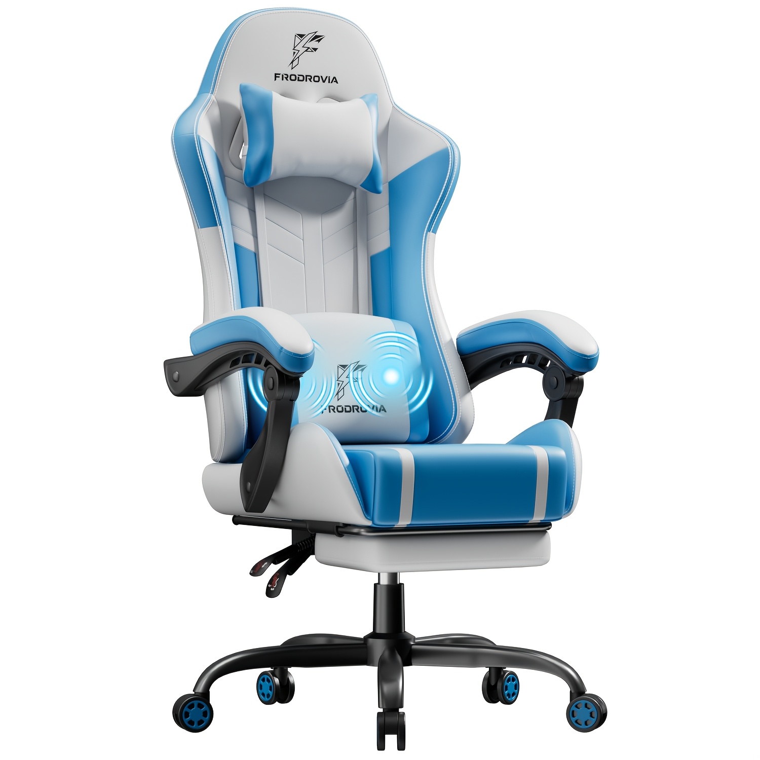 Gaming Chair With Massage Lumbar Cushion, Ergonomic Computer Chair With Footrest, Headrest And Armrests, 135 Degree Reclining High-back Gamer Chair For Adults
