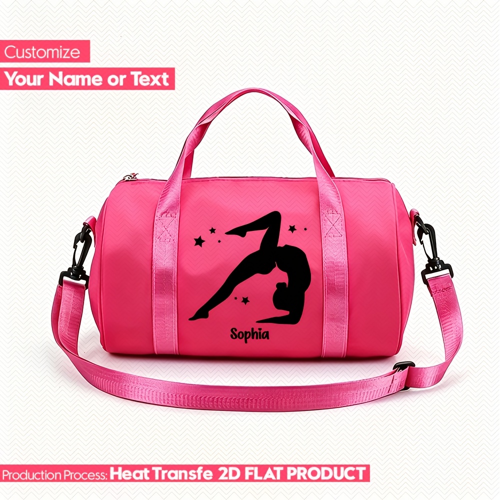 TEMU Custom Personalized Name Nylon Women's Crossbody Bag Dance Bag, Gymnastics Duffel Bag With Adjustable Strap, Preppy Style, Lightweight Durable