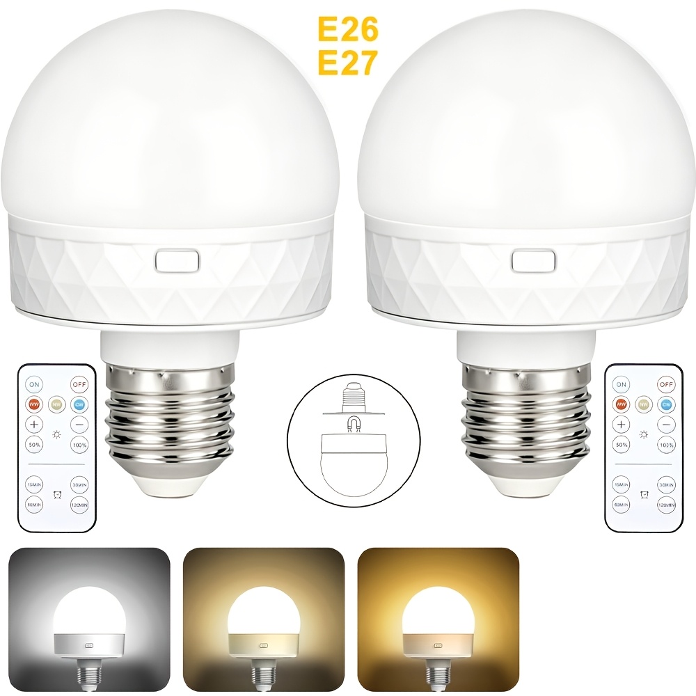 Rechargeable Battery-powered Bulb, E26/e27 Screw-in (magnetic Detachable) Bulb, With Remote-controlled Dimmable Timer, Emergency Light For Non-hardwired Wall Switches