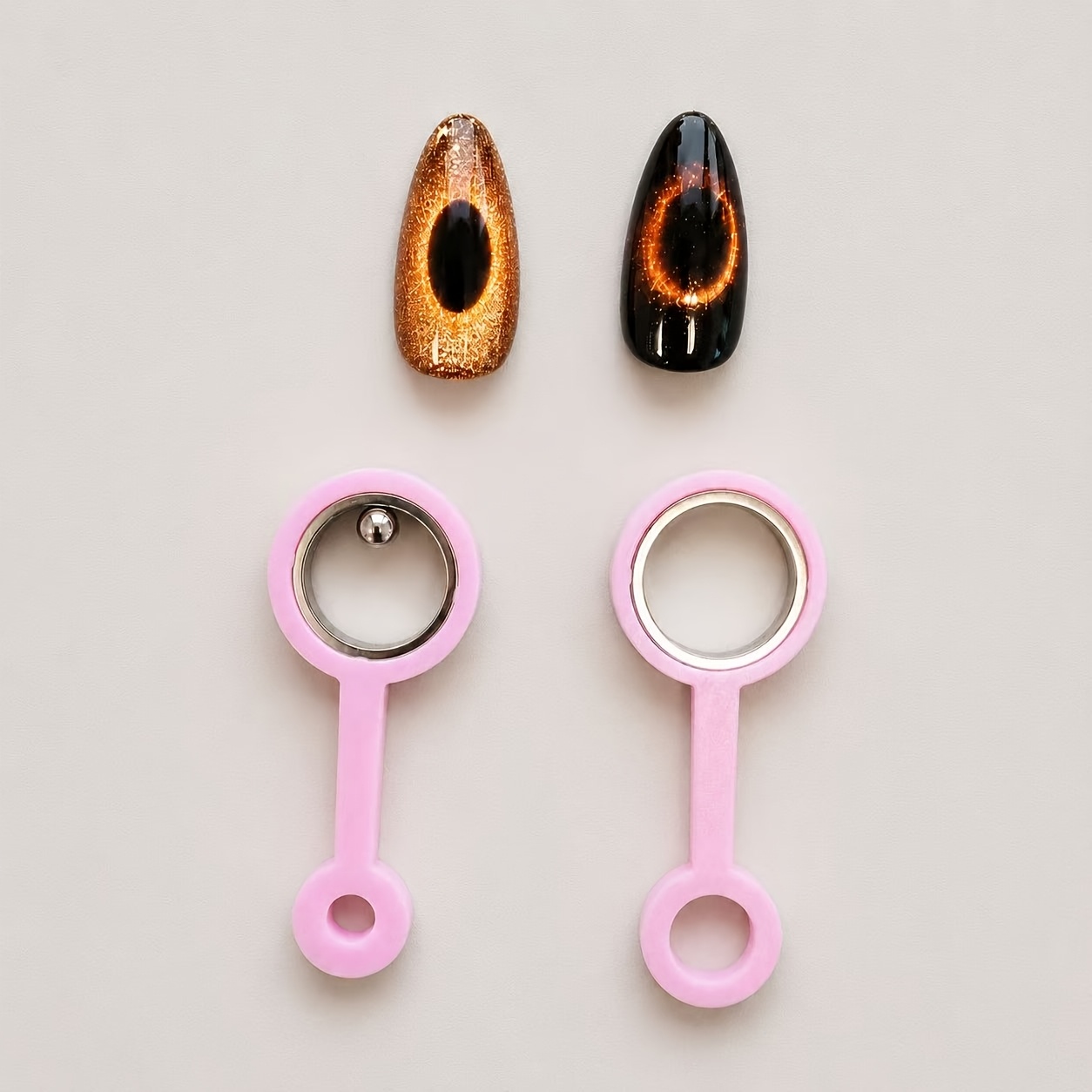 TEMU Set de bagues magiques pour Nail Art, 2 bagues différentes pour Nail Art œil de chat, fournitures pour prothésiste ongulaire, pour prothésiste