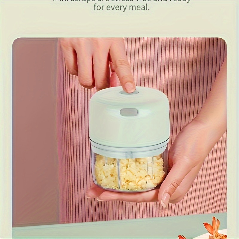 portable 250ml garlic grinder wireless food processor for ginger onion chili fruit meat vegetable 304 food grade stainless steel blade   36v usb charging 800rpm 30w Product details 1
