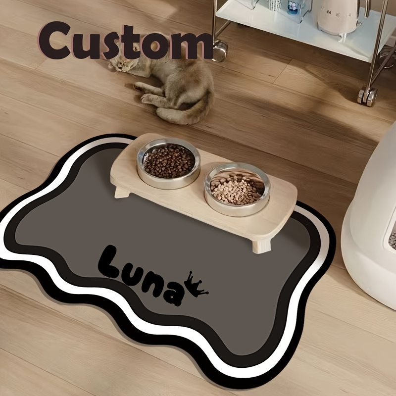 TEMU Customizable Pet Food & Water Mat With Personalized Name - Non-slip, & Cats - Ideal Gift For Pet Owners, Cat Food Mat, Personalized Pet Mat,