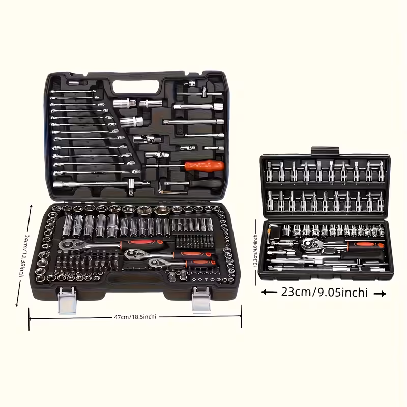 multi functional car repair tool kit black 46 black 216 with plastic storage box including hex wrench 1 2 3 deep and standard ratchet socket screwdriver and extension rod suitable for Product details 2