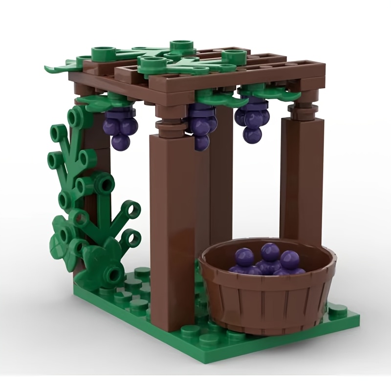 Moc Creative Assemble Grape Trellis Plant Bricks Colorful Pine With Plants Model Building Blocks Tree Toys