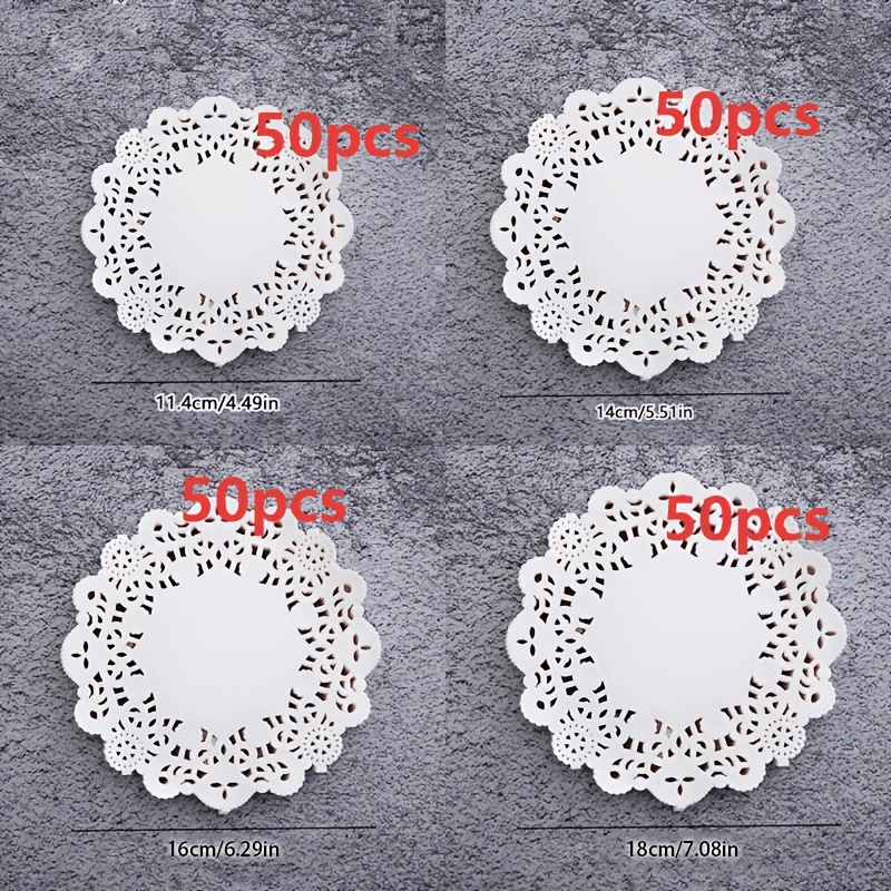 TEMU 200pcs White Round Lace Paper Pads- Themed Hollow-out Lace Base Paper With Circular Ring Cutouts, Suitable For Scrapbooking, Diy Crafts, Card