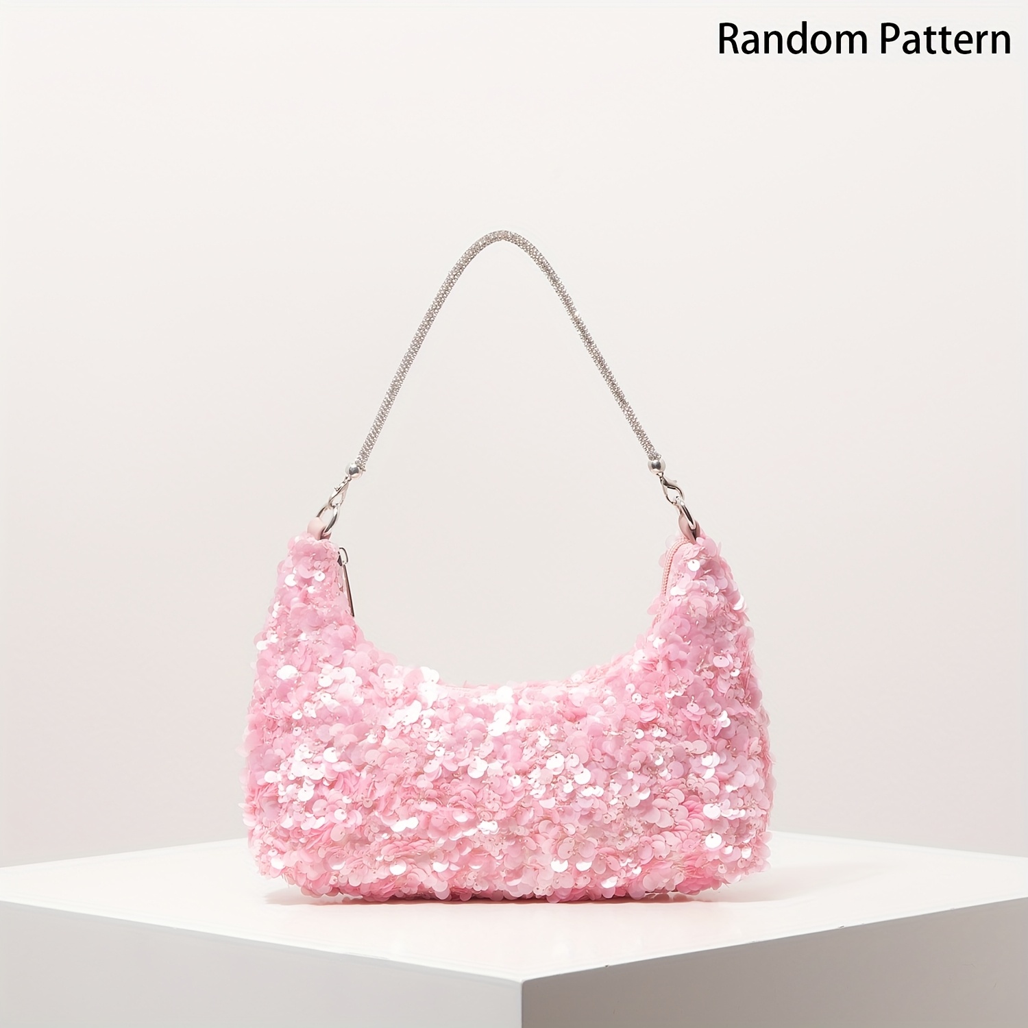 TEMU Sparkly Women's Shoulder Bag, Women's Crescent Bag, Evening Bag, Sequin Bag, Wedding Party, Prom Additions, Women's Handbag, Women's Evening Dress, Elegant Women's Bag (random Pattern)