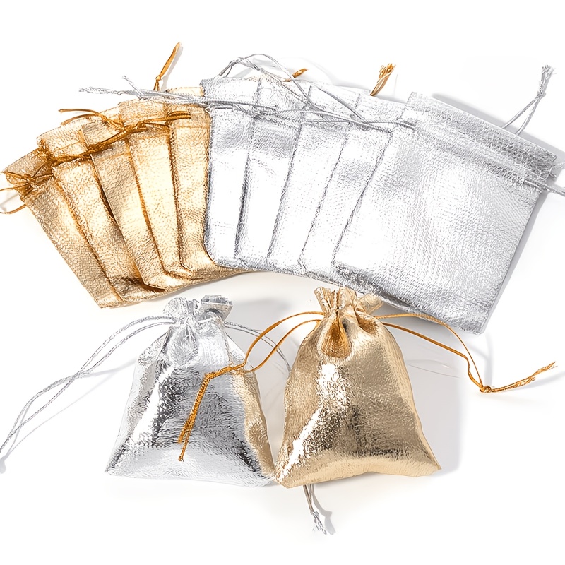15pcs Golden Silvery Drawstring Bag Set