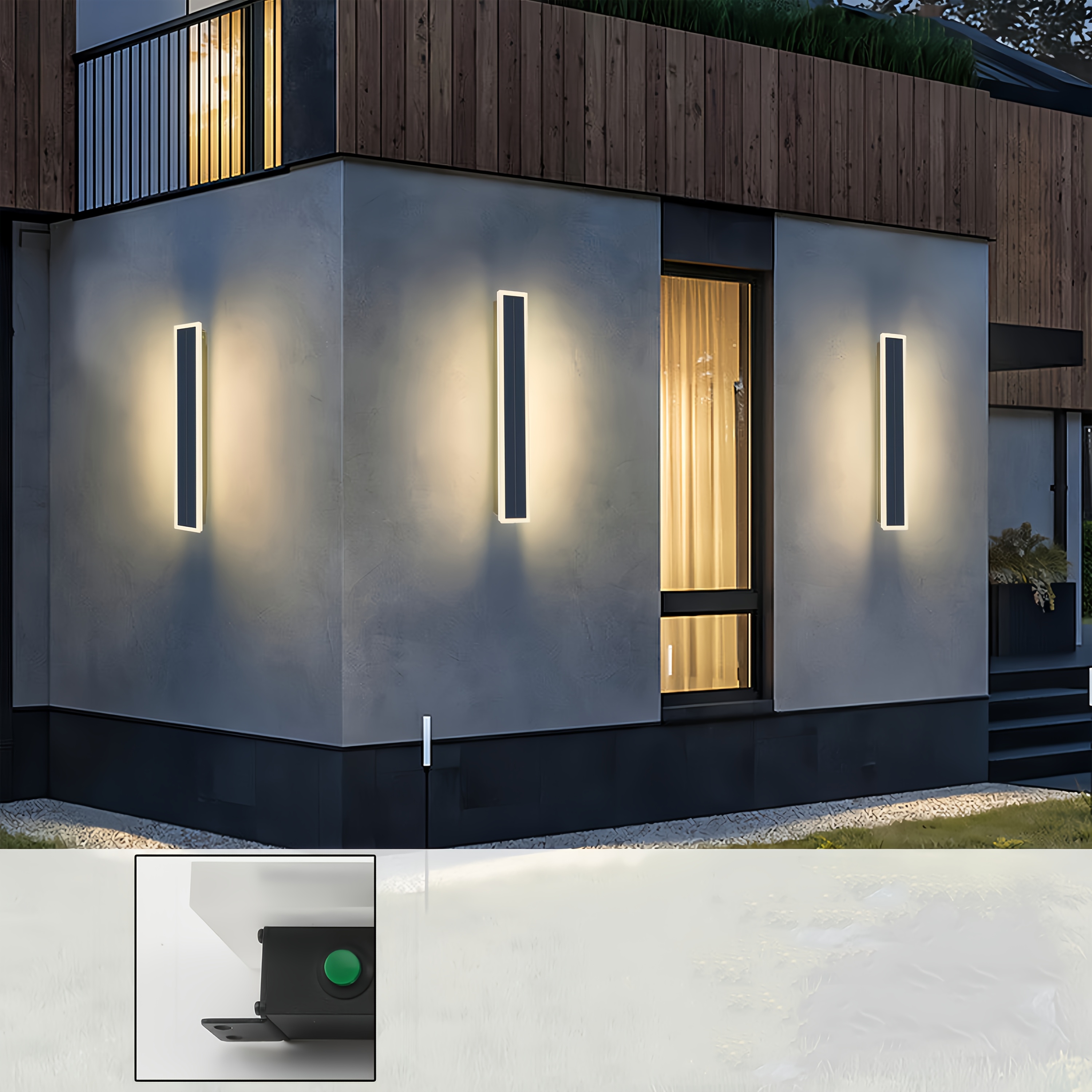 Solar-Powered Outdoor Wall Lamp, Battery-Operated, 10W Lighting Fixture with an Acrylic Cover, Modern Design, 60Cm Long, Suitable for Porches, Patios, And Front Entrances