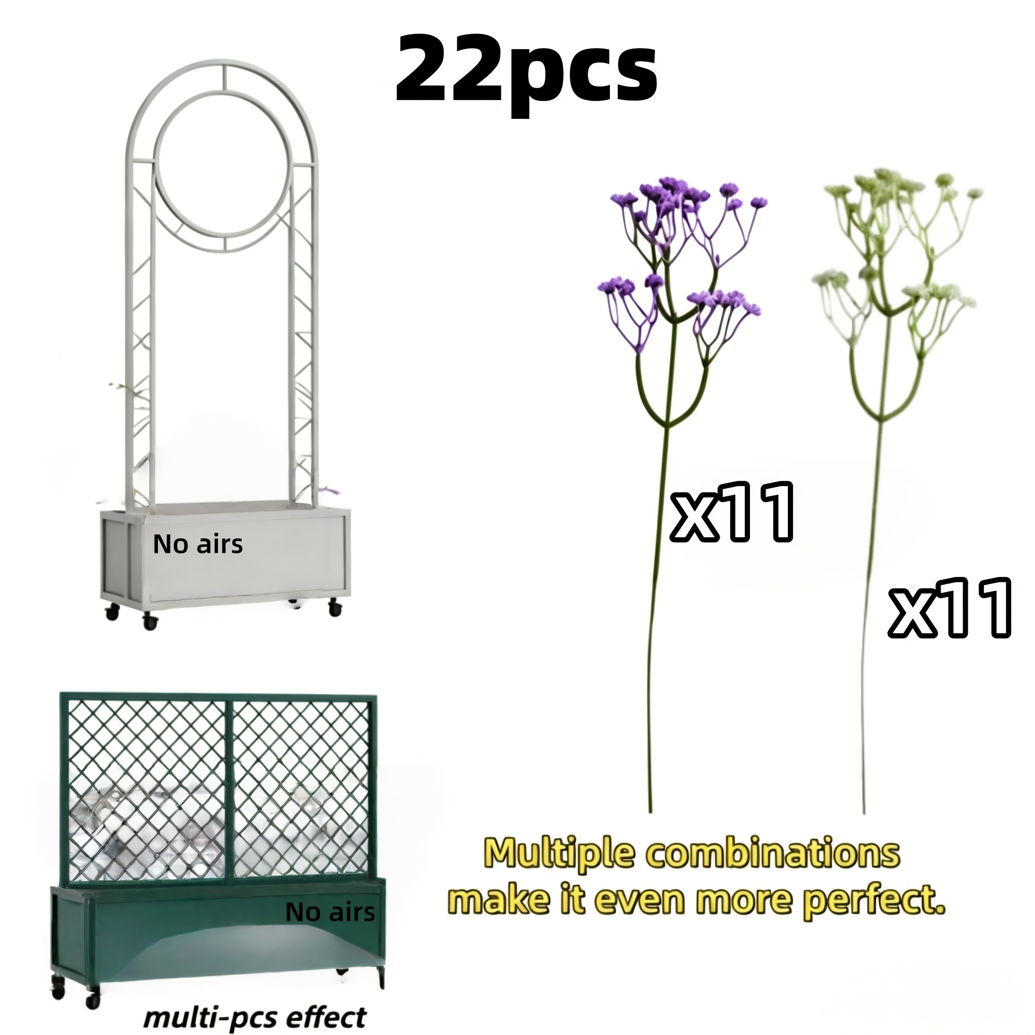 TEMU 22pcs Artificial White And Purple 's Breath, Pastoral Style, Fake Flowers 's Breath, Suitable For Wedding Handheld Bouquet, Holiday Decoration,