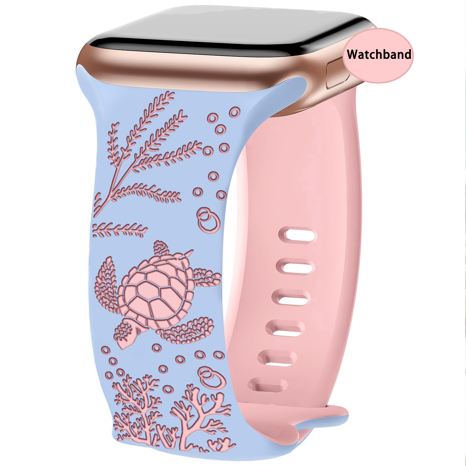 TEMU Sea Turtle Engraved Band Compatible With Watch Band Women Men 38mm 40mm 41mm 42mm 44mm 45mm 46mm 49mm Cute Sport Band For Iwatch Series 12 11 10