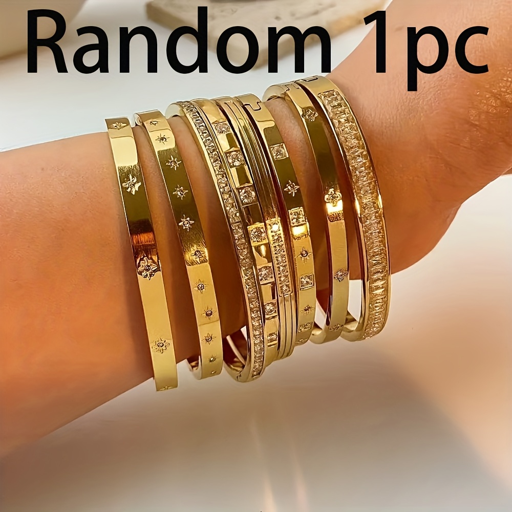 Image of Random 1pc Of Stainless Steel Bracelets, Fashionable And Simple For Women's Parties, Daily Dressing, Travel, Couple's Gifts, Holiday Gifts Needs Of Dressing And