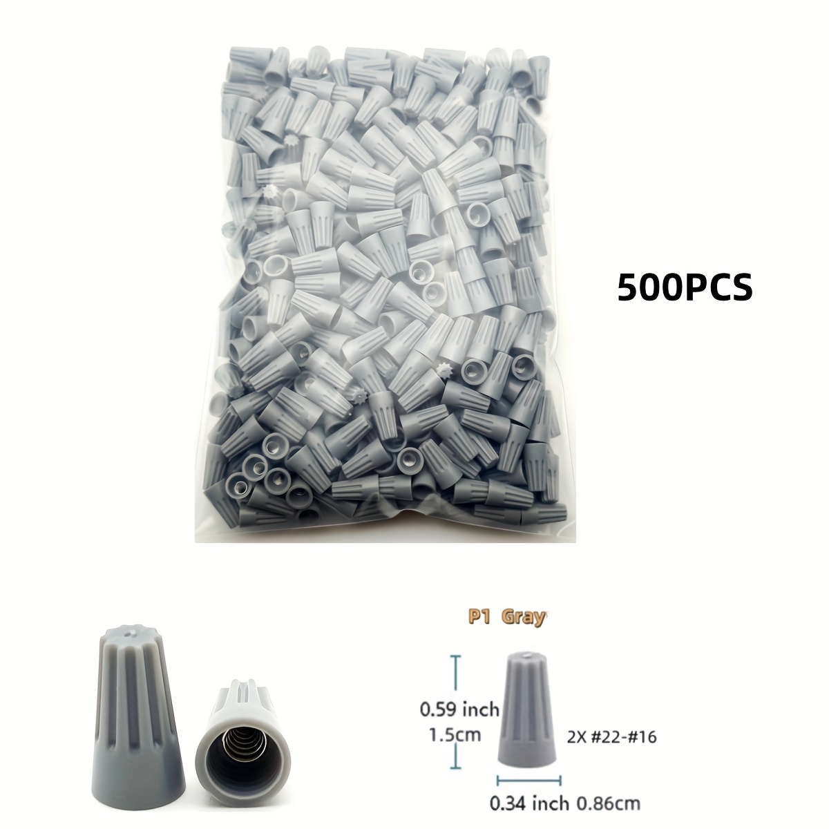 Baomain Wire Connector P1 22-16 AWG X2 Twist-On Easy Screw On Cap 300V Max Voltage Orange Pack