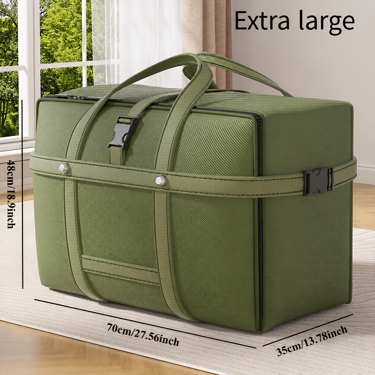 TEMU Black Heavy-duty Extra Large Moving Bag, Heavy-duty With Zipper And Handles, Durable Storage Bag, Moving Carton, Suitable For Wardrobe