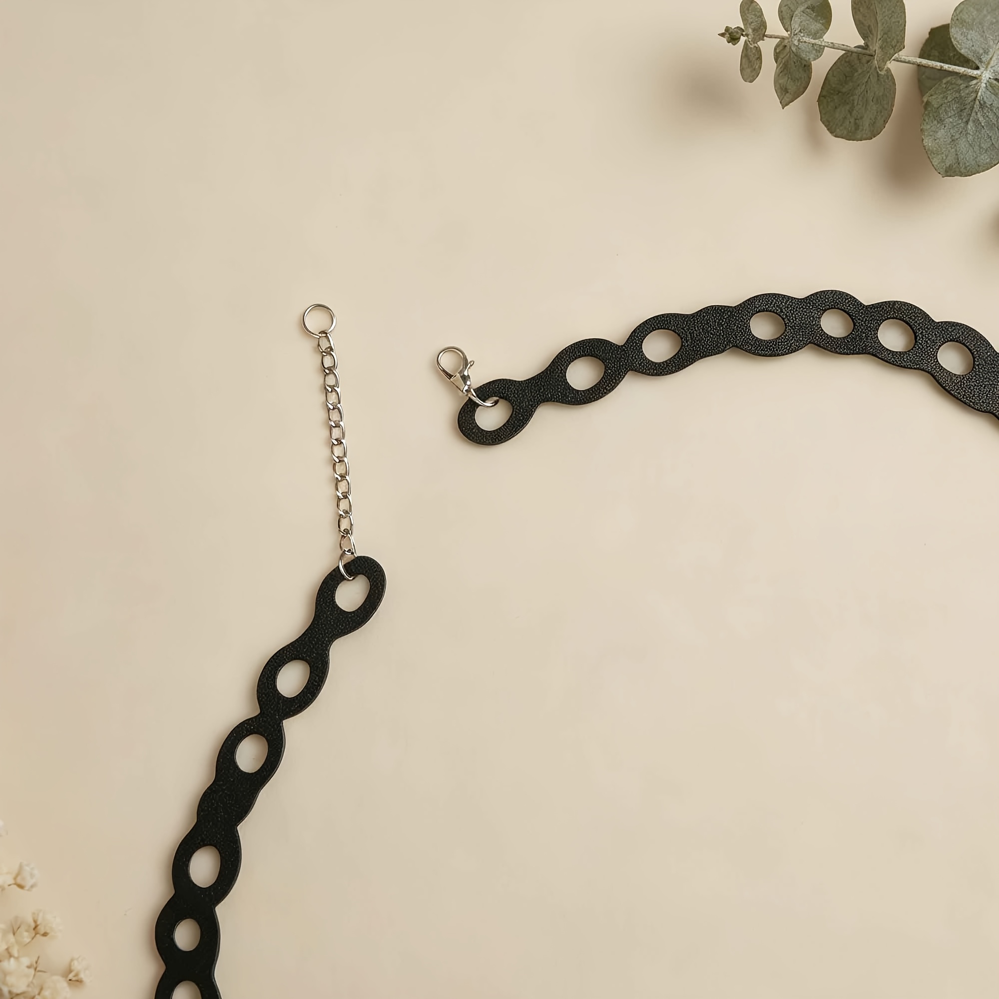 Black Hollow Floral Wide Necklace, Unique Niche Design