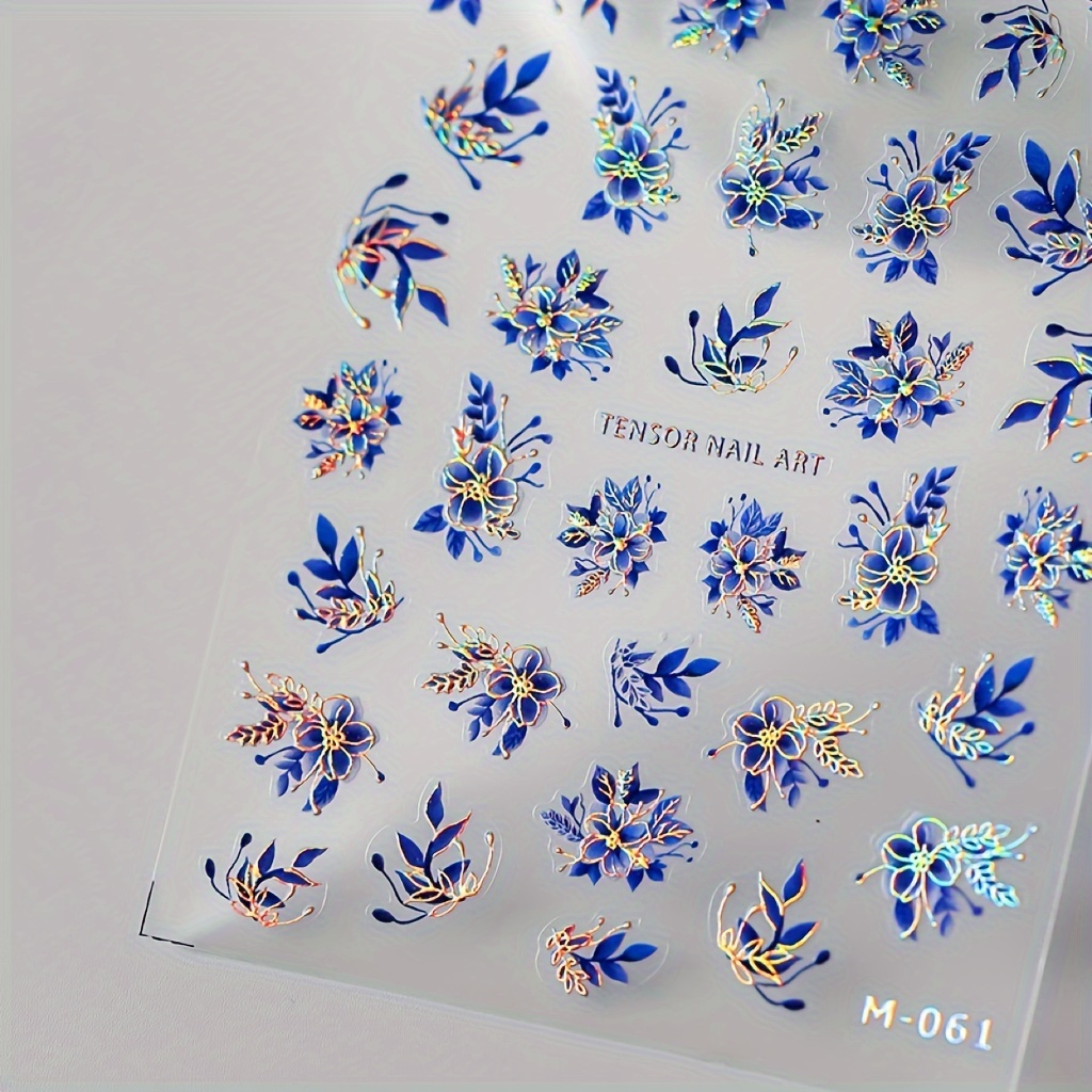 Self-adhesive Shimmery Glitter Nail Art - Pre-cut-out Floral 3d Use Plastic Sheets Suitable For Hands, Feet & Nail Decoration - Sparkling Self-stick Application (no Smell)