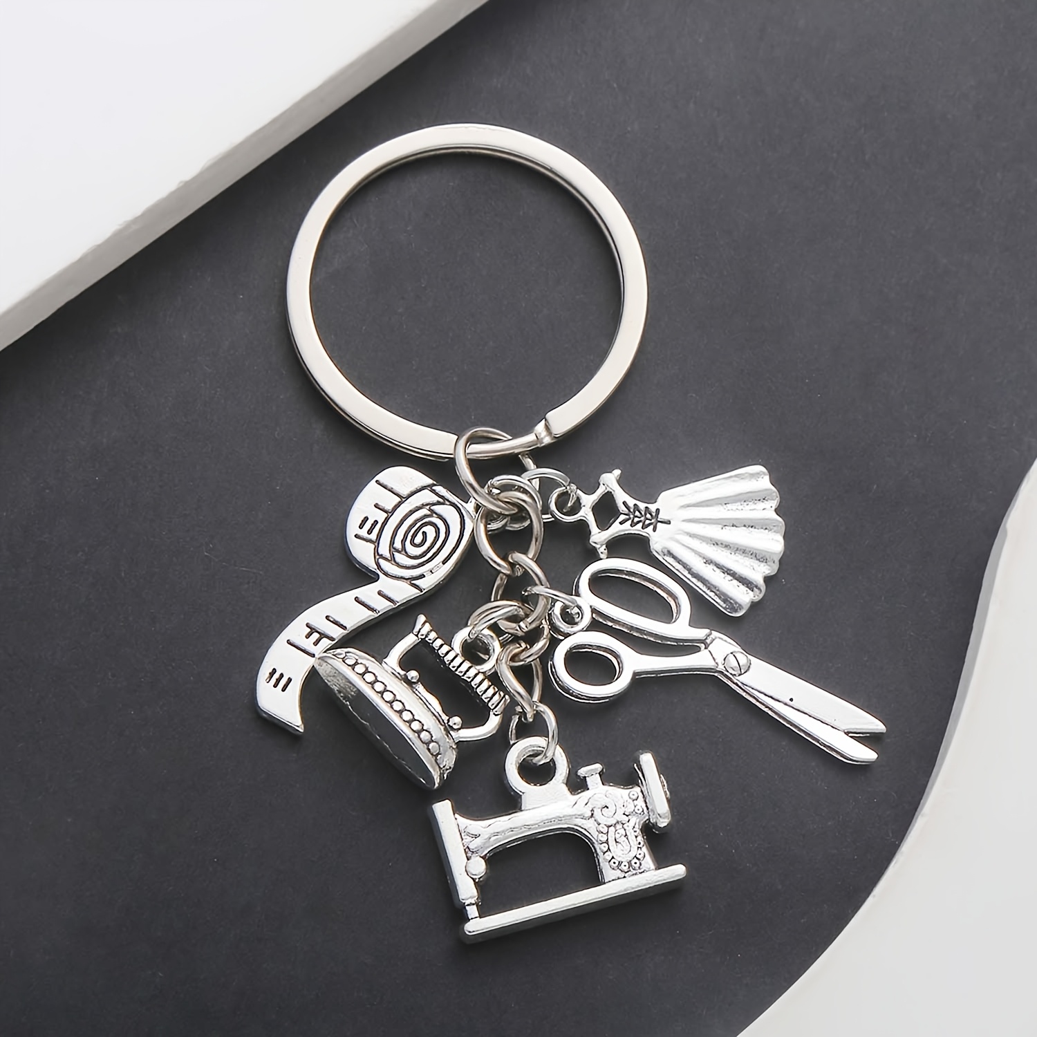 chic sewing machine keychain scissors tape measure Temu United