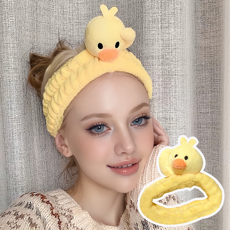 

Cute Cartoon Duck Headband, Polyester Knit Fabric Hairband For Face Washing And Mask Application, Normal Hair Style Accessory, No Electricity Or Battery Needed