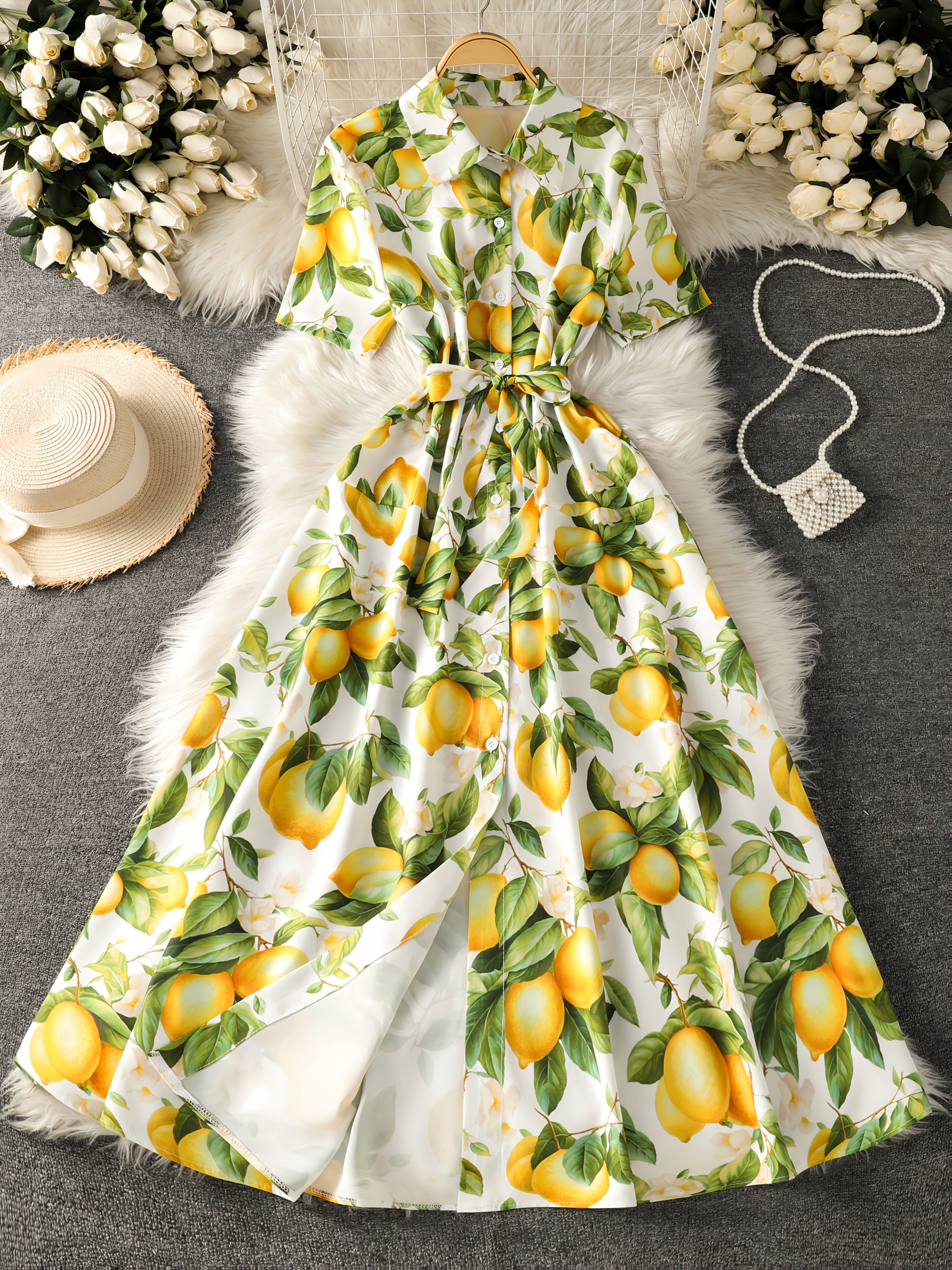 vestido manga corta cintura estampado floral elegante Temu Ecuador