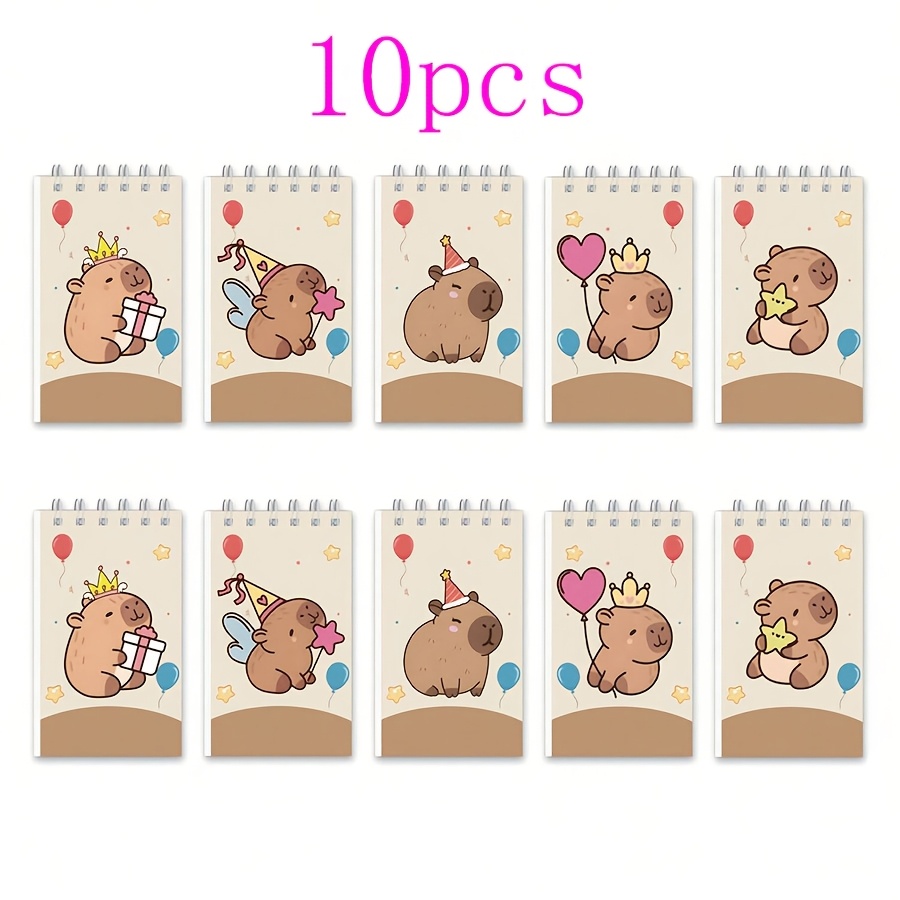 TEMU 10/5pcs Random Combination Cute Capybara A7 Spiral Notebook, Cartoon , Portable, Durable, Smooth Writing, Notebook/party Decoration Mini Memo