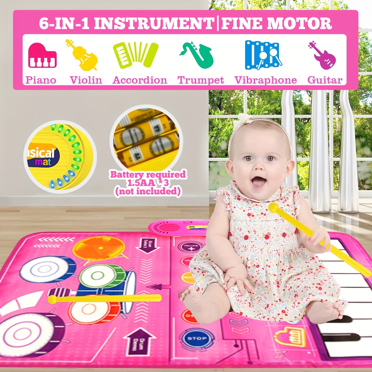 Interactieve Muzikale Piano Mat voor Kinderen - Educatief Keyboard met Kleurgecodeerde Toetsen, Levendige Muzieknoten & Symbolen, Zachte Polyester Stof, Verjaardagscadeau Voor Jongens & Meisjes (willekeurige Kleur), Piano Voor Kinderen, Speels Ontwerp, Duurzame Constructie