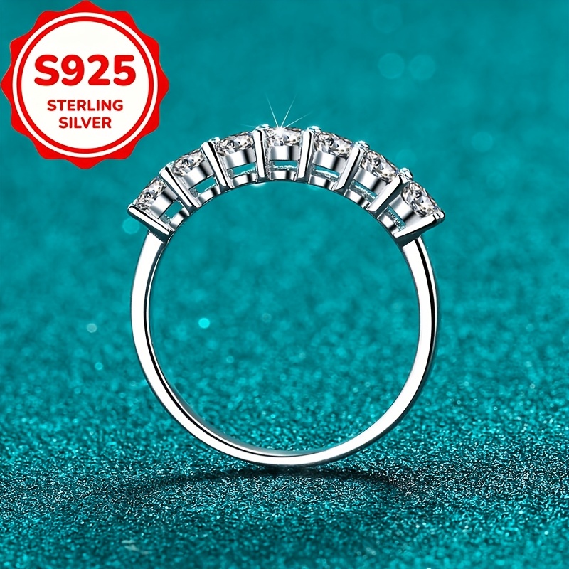 Women's S925 Silver Seven-Star Row Zirconia Stacking Ring, Gift for Her
