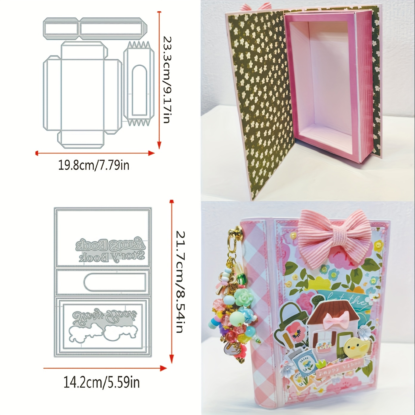 1pc Metal Cutting Dies 3d Retro Book Diy Paper Craft Knife Mould Blade Punch Stencils Dies
