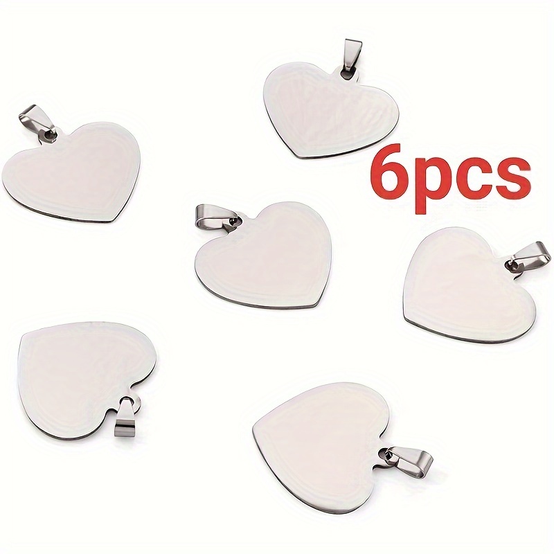 TEMU 3/6/9pcs Of Peach Heart Pendant, Stainless -shaped Mirror Plaque, Necklace Bracelet Keychain Additions For Daily Wear For Men And Women