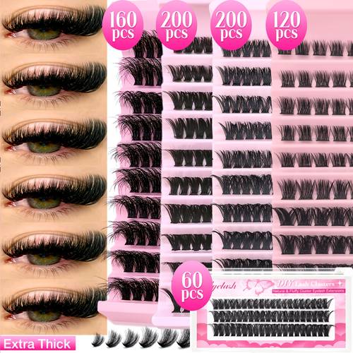 fluffy cluster eyelashes d mixed lengths 10 18mm wispy natural look individual lashes reusable diy extensions lightweight beginner friendly for volume effect cat doll styles at home application