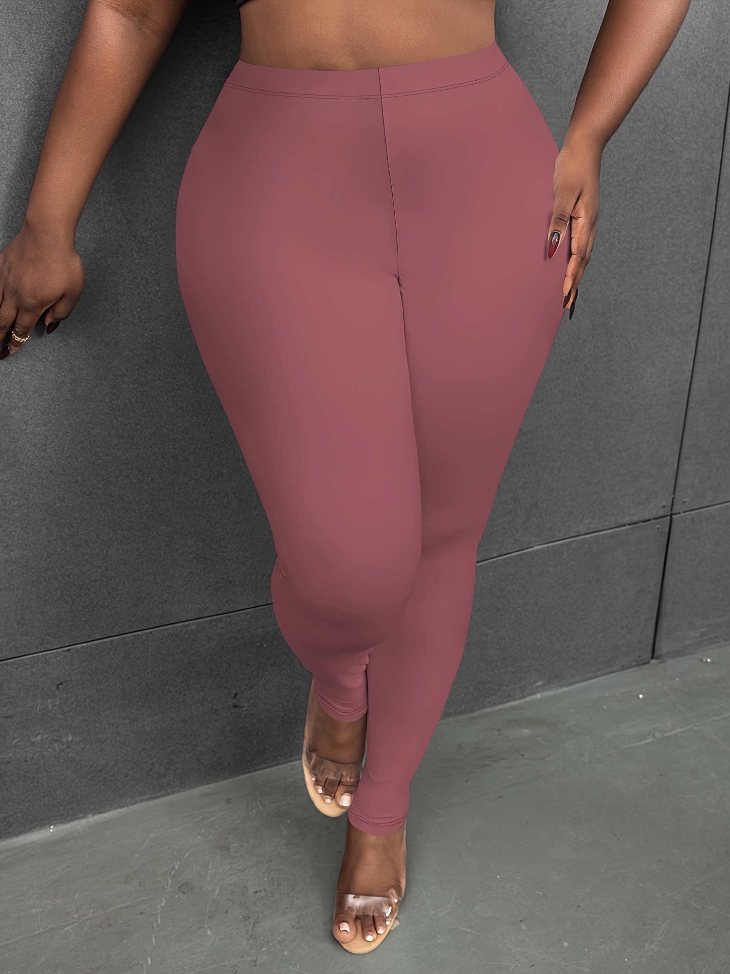 Plus size solid color leggings best sale