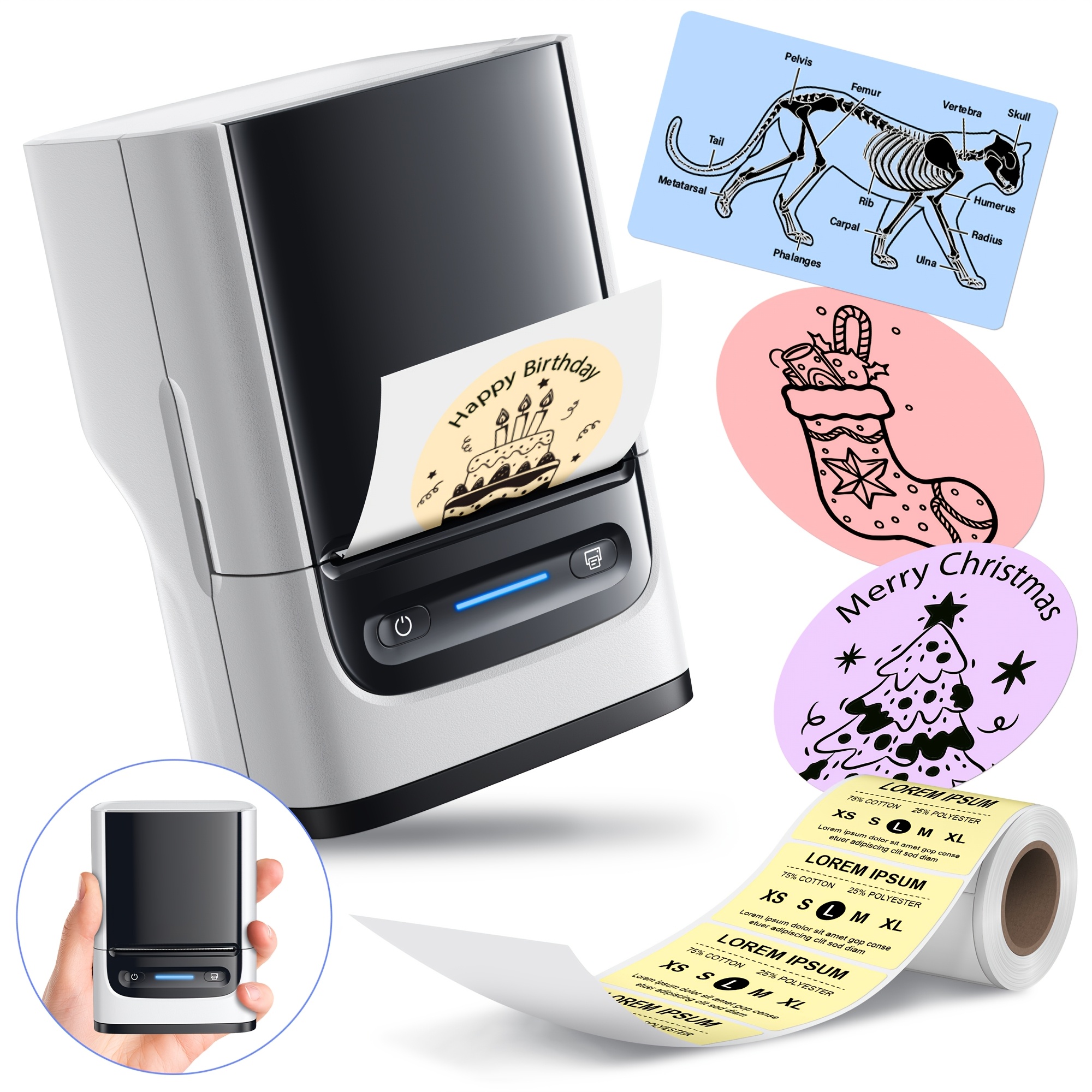 Pm220b Label Maker Machine With Tape, Label Printer, Portable Thermal Printer For Small Business, Home, Office Address, Logo, Clothing And More