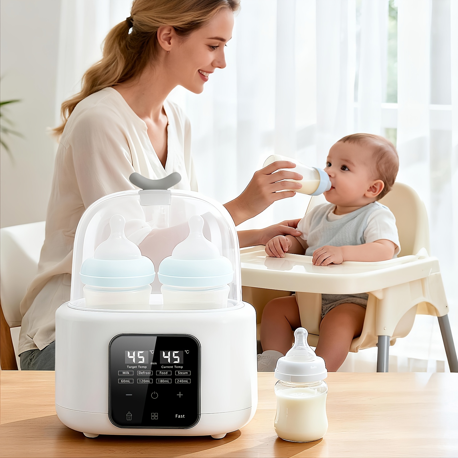 TEMU 6-in-1 Fast Baby Bottle Warmer, Milk And Formula Heater With Timer, Adjustable Temperature, , , For Breastfeeding, Baby Food Jars, Travel And